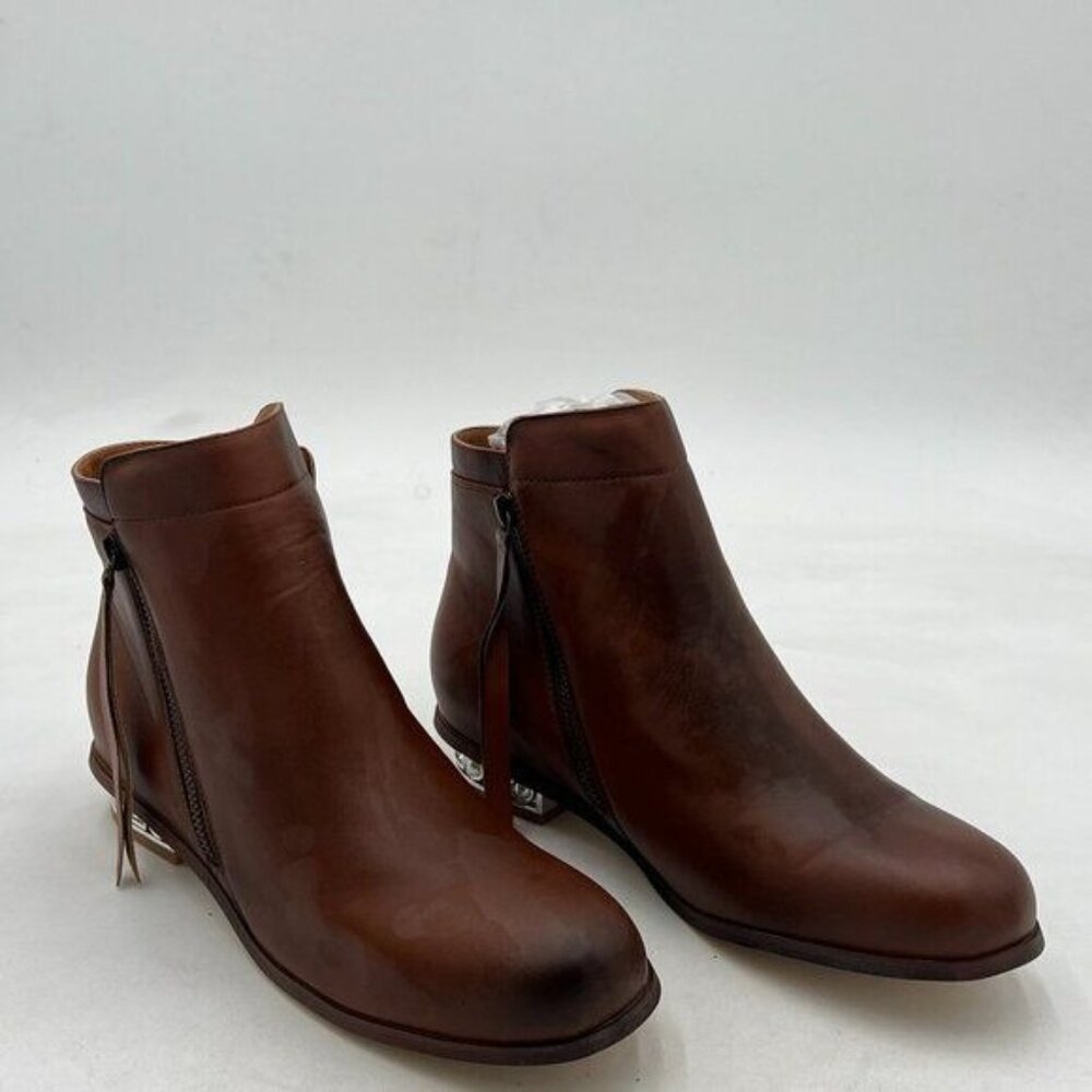 Brown Women's Ankle Boots Thick Heel Low Heeled Booties for Women